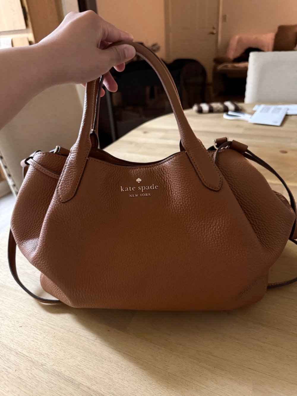 kate spade New York Tan Pebbled Leather Dumpling Bag